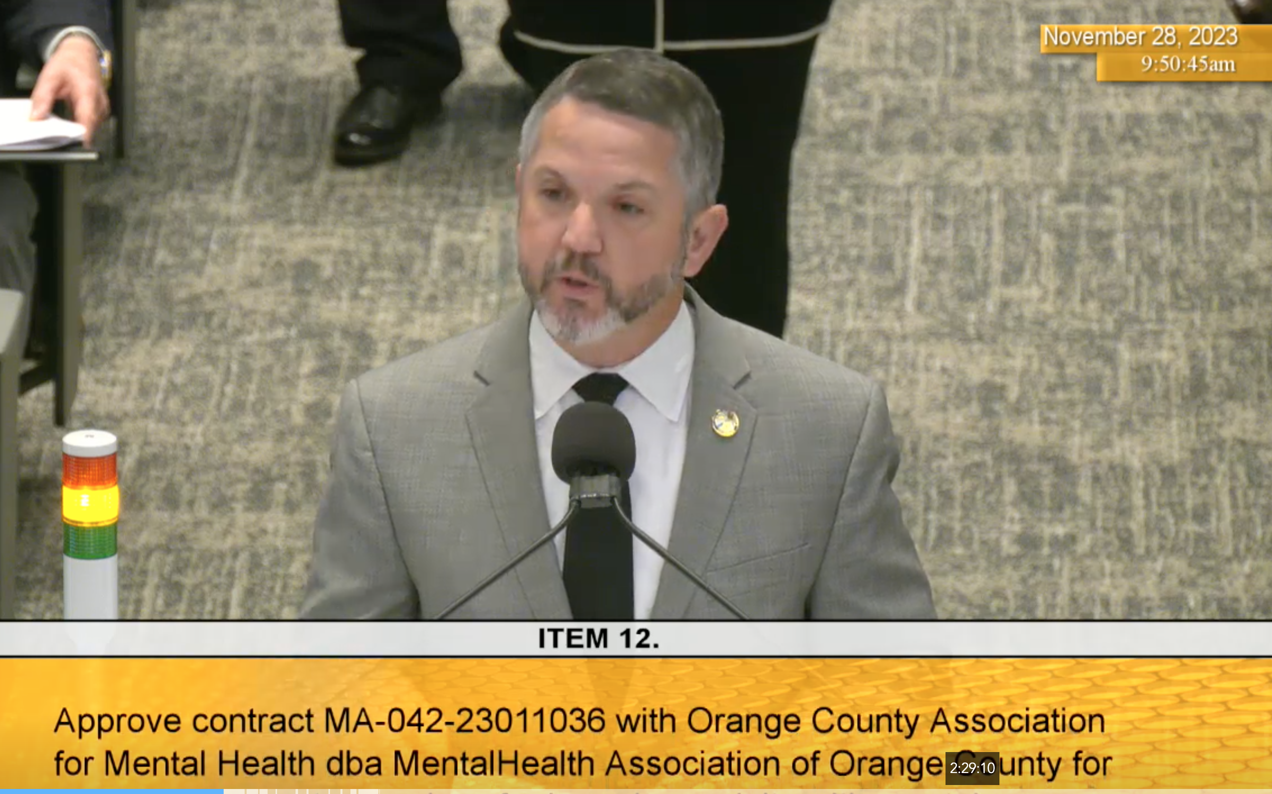 Councilman Phil Bacerra commenting to the OC Board of Supervisors against MHA